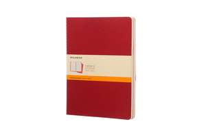 Moleskine Ruled Cahier Xl - Red Cover (3 Set) de SIN AUTOR