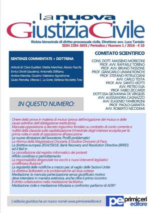 La Nuova Giustizia Civile (Numero 1, Anno 2016) de Luca Tantalo