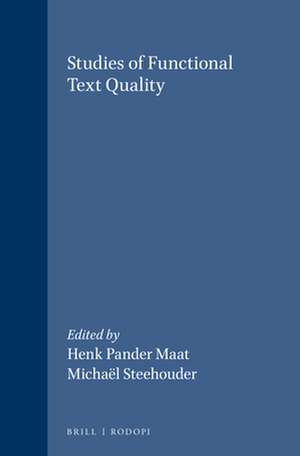 Studies of functional text quality de Henk Pander Maat