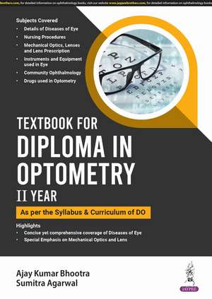 Textbook for Diploma in Optometry II Year de Ajay Kumar Bhootra