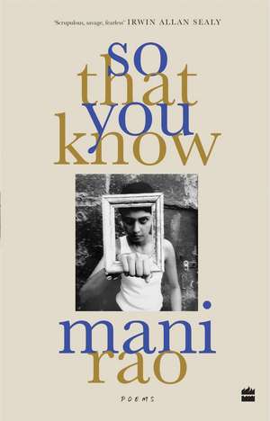 So That You Know de Mani Rao