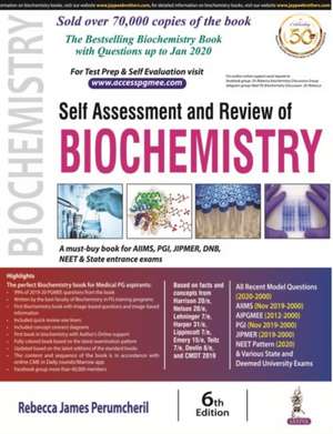 Self Assessment and Review of Biochemistry de Rebecca James Perumcheril