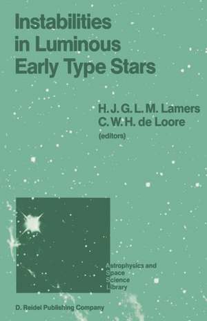 Instabilities in Luminous Early Type Stars: Proceedings of a Workshop in Honour of Professor Cees De Jager on the Occasion of his 65th Birthday held in Lunteren, The Netherlands, 21–24 April 1986 de Henny J.G.L.M. Lamers