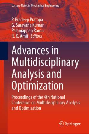 Advances in Multidisciplinary Analysis and Optimization de P. Pradeep Pratapa