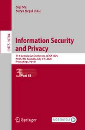 Information Security and Privacy de Siqi Ma