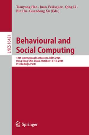 Behavioural and Social Computing de Tianyong Hao