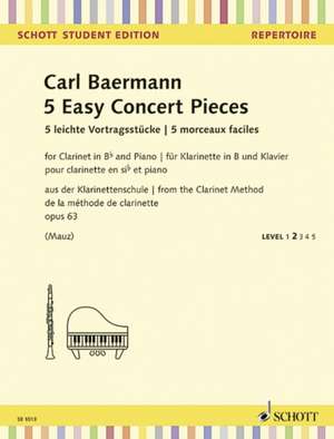 BAERMANN, C: 5 EASY CONCERT PIECES OP 63 de CARL BAERMANN