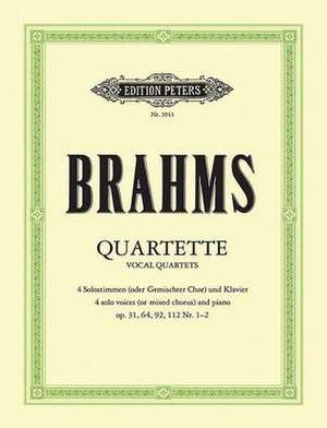 12 Quartets for 4 Voices (Mixed Choir) and Piano de Johannes Brahms