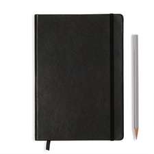 Agendă nedatate Leuchtturm din piele naturală (rigid cover, in a gift box): Negru, Medium, pagini punctate