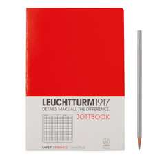 Agendă nedatată Leuchtturm Jottbook: Roșu, Medium, pagini cu pătrățele