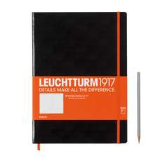 Agendă LEUCHTTURM1917 Whitelines Link® Technologie: Master Slim, pagini liniate, negru , cu bandă elastică orange
și page marker