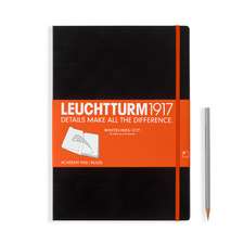 Agendă LEUCHTTURM1917 Whitelines Link® Technologie: Academy Pad A4, pagini liniate, negru, cu bandă elastică orange