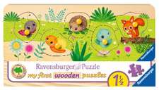 Ravensburger Kinderpuzzle - Tierkinder im Garten - 5 Teile Holzpuzzle für Kinder ab 1,5 Jahren