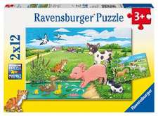 Tierkinder auf dem Land. Puzzle 2 x 12 Teile