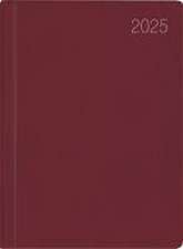 Taschenkalender bordeaux 2025 - Bürokalender 10,2x14,2 - 1 Tag auf 1 Seite - flexibler Kunstoffeinband - Stundeneinteilung 7 - 19 Uhr - 610-1011