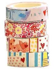 Washi Tapes Set Blumen und Herzen