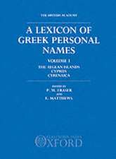 A Lexicon of Greek Personal Names: Volume I: The Aegean Islands, Cyprus, Cyrenaica