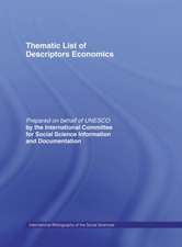 Thematic List of Descriptors: Economics