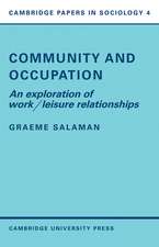 Community and Occupation: An Exploration of Work/Leisure Relationships