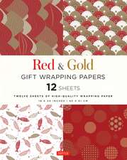 Red & Gold Gift Wrapping Papers - 12 Sheets