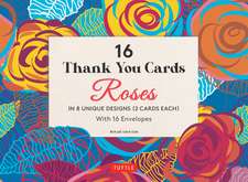 16 Thank You Cards, Roses: 4 1/2 x 3 inch blank cards in 8 Lovely Designs (2 each) with 16 Envelopes