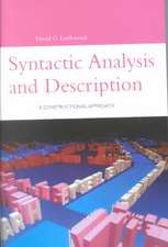 Syntactic Analysis and Description: A Constructional Approach