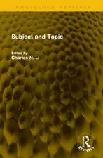 Subject and Topic