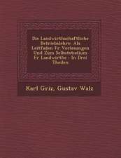 Die Landwirthschaftliche Betriebslehre: ALS Leitfaden Fur Vorlesungen Und Zum Selbststudium Fur Landwirthe: In Drei Theilen