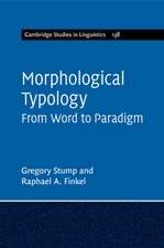 Morphological Typology: From Word to Paradigm