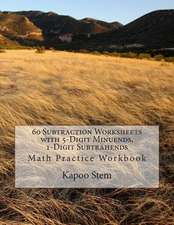 60 Subtraction Worksheets with 5-Digit Minuends, 1-Digit Subtrahends