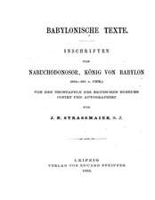 Babylonische Texte Inschriften Von Nabochodonosor Koenig Von Babylon