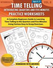 Time Telling - Introducing Quarters and Five Minutes - Practice Worksheets Workbook with Answers