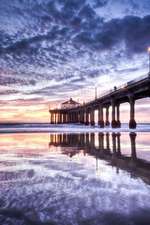 Manhattan Beach Pier at Nightfall Orange County California USA Journal