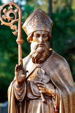 Statue of St Patrick Holding a Cross and a Staff with Three Leaf Clovers Journal