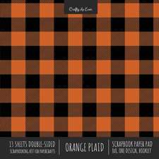 Orange Plaid Scrapbook Paper Pad 8x8 Decorative Scrapbooking Kit for Cardmaking Gifts, DIY Crafts, Printmaking, Papercrafts, Check Pattern Designer Paper