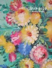 2019-2020 Monthly Planner: Large Two Year Planner with Flower Coloring Pages (Flowers Painting)