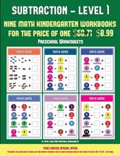 Preschool Worksheets (Kindergarten Subtraction/taking away Level 1)