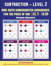 Preschool Worksheets (Kindergarten Subtraction/taking away Level 2)