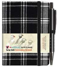 Waverley S.T. (S): Black & White Mini with Pen Pocket Genuine Tartan Cloth Commonplace Notebook