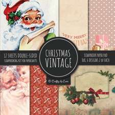 Vintage Christmas Scrapbook Paper Pad 8x8 Scrapbooking Kit for Papercrafts, Cardmaking, DIY Crafts, Holiday Theme, Retro Design