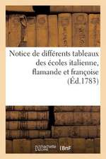 Notice de Differens Tableaux Des Ecoles Italienne, Flamande Et Francoise. Vente 6 (8) Mai 1783