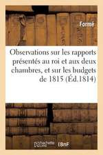 Observations Sur Les Rapports Presentes Au Roi Et Aux Deux Chambres, Et Sur Les Budgets de 1815