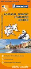 Michelin Regionalkarte Italien Aostatal, Piemont, Lombardei, Ligurien 1 : 400 000