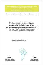 Facteurs socio-economiques et reussite scolaire des filles en fin d'enseignement elementaire