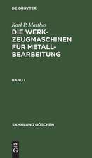 Karl P. Matthes: Die Werkzeugmaschinen für Metallbearbeitung. Band I