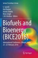 Biofuels and Bioenergy (BICE2016): International Conference, Bhopal, India, 23-25 February 2016