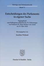 Entscheidungen des Parlaments in eigener Sache