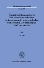 Musterfeststellungsverfahren von Verbraucherverbänden im Zusammenspiel mit europäischen und deutschen Grundprinzipien des Prozessrechts.