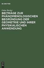 Beiträge zur phänomenologischen Begründung der Geometrie und ihrer physikalischen Anwendung