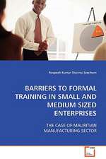 BARRIERS TO FORMAL TRAINING IN SMALL AND MEDIUM SIZED ENTERPRISES